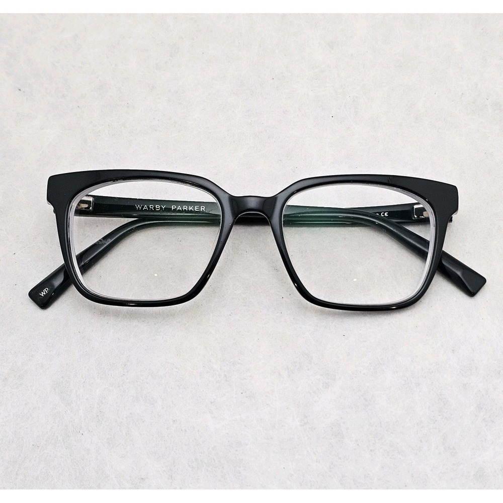 EUC Warby Parker Hughes N 100 Black Rectangle Eyeglasses Frames 49-17-140